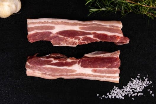 Frischfleisch Bauchspeck mit Schwarte 300g – Bild 2