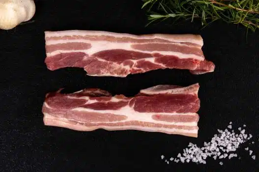 Frischfleisch Bauchspeck mit Schwarte 300g – Bild 2